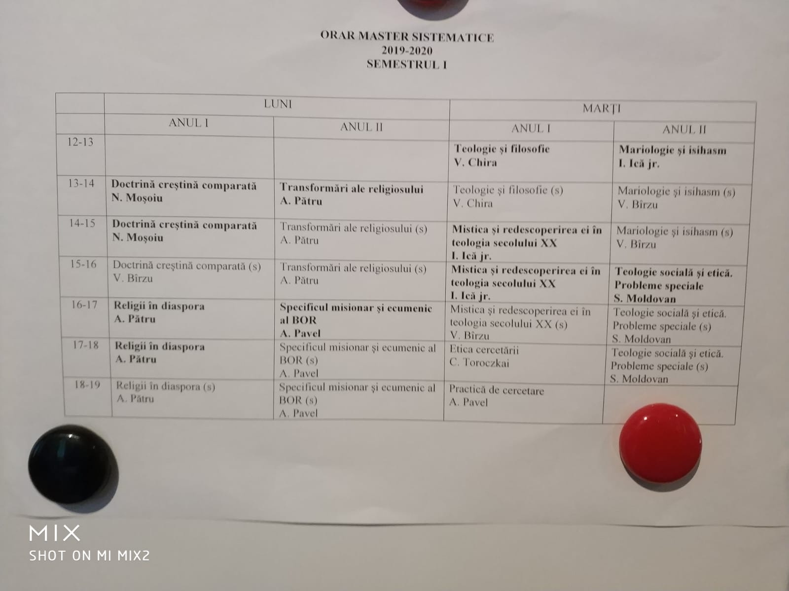 Orar an II sem II Master sistematice